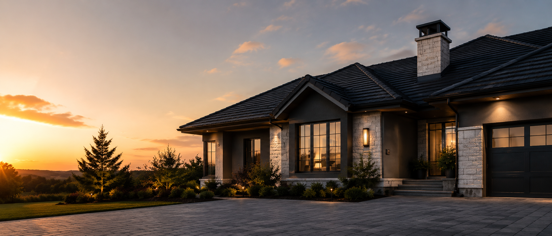 Modern Cairns home with professional metal roofing installation at sunset